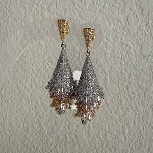 Women’s silver & golden pine tree shape earrings